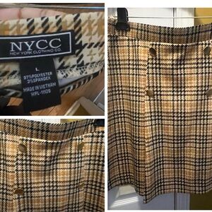 NYC Women's Checkered Mini Skirt - Tan and Black